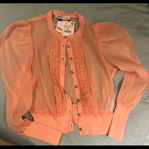Peach Blouse Blazer with buttons